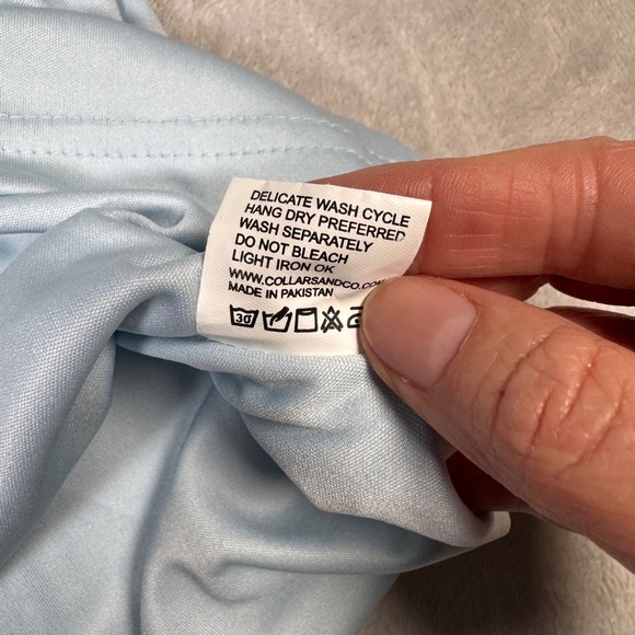 NWOT Collars & Co Dress Collar Polo Light Blue Short Sleeve‎ Mens Medium Golf - Picture 4 of 8